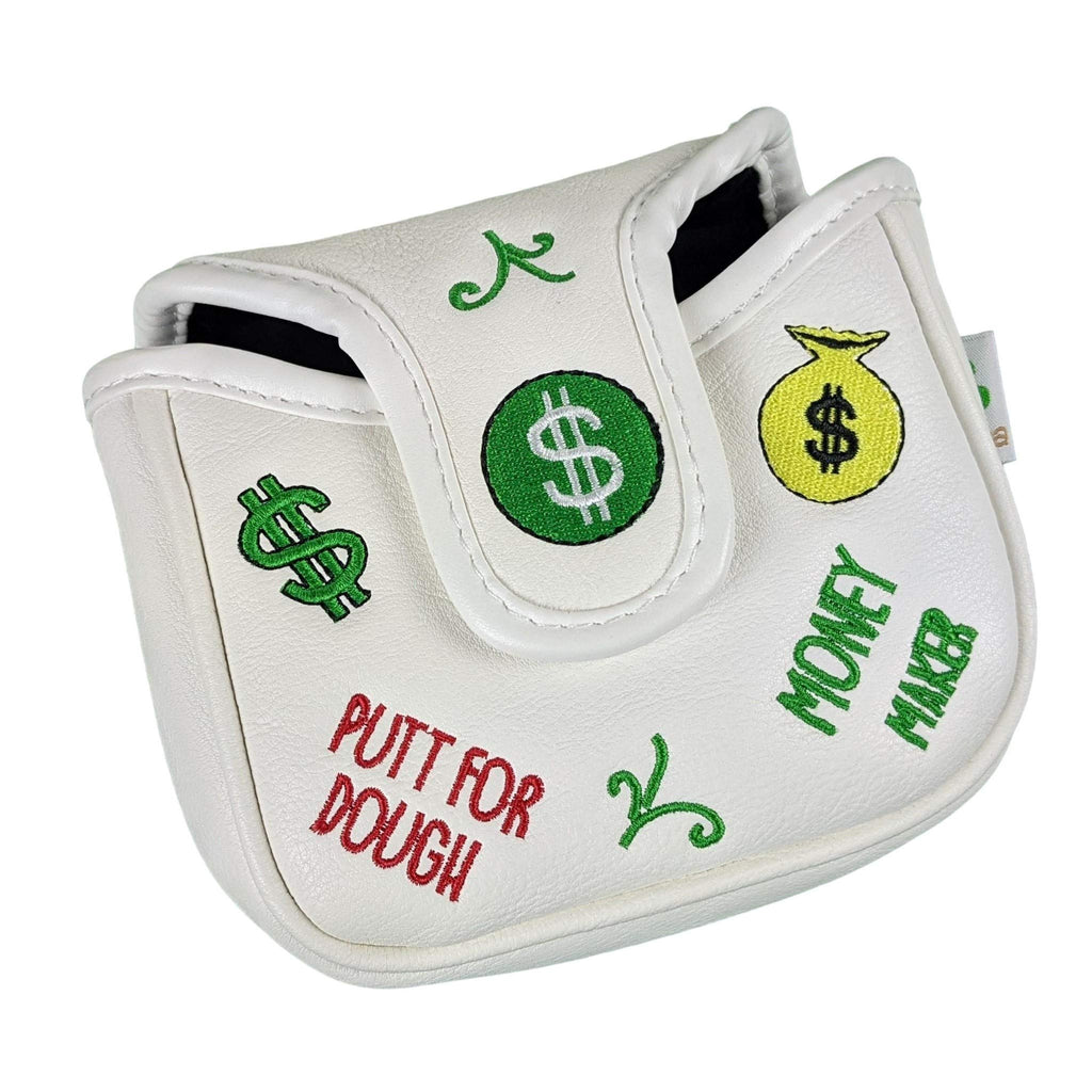 Foretra - Putt For Dough - Money Maker White Golf Putter Headcover Quality Pu Leather Magnetic Closure For Square Mallet Style P