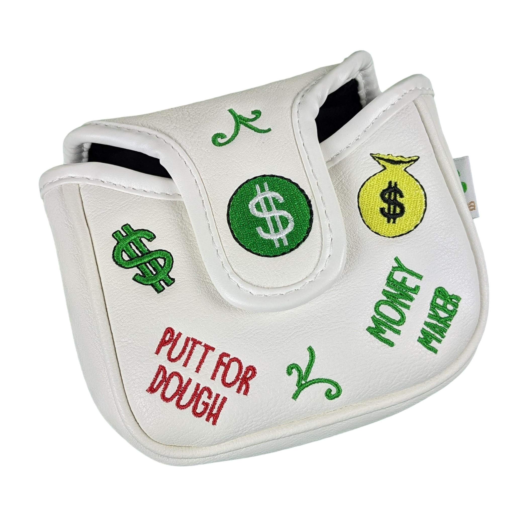 Foretra - Putt For Dough - Money Maker White Golf Putter Headcover Quality Pu Leather Magnetic Closure For Square Mallet Style P