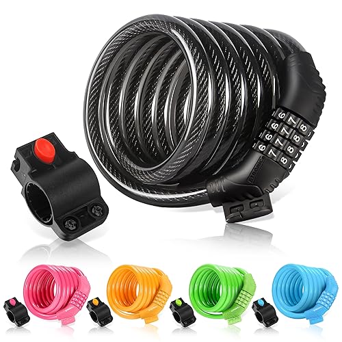 Etronic M6 Resettable Combination Lock Bike Cable, 6-Feet X 3/8-Inch, Black