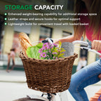 ProSource Wicker Bike Basket Front Cargo for Women and Men, Fits Most Bicycles, Beach Cruisers, Stationary Equipment, and Ebikes