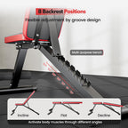 Nicepeople Basic Weight Bench For Home Gym, Foldable Workout Bench With 8 Backrests, 660Lbs Weight Capacity Adjustable Bench