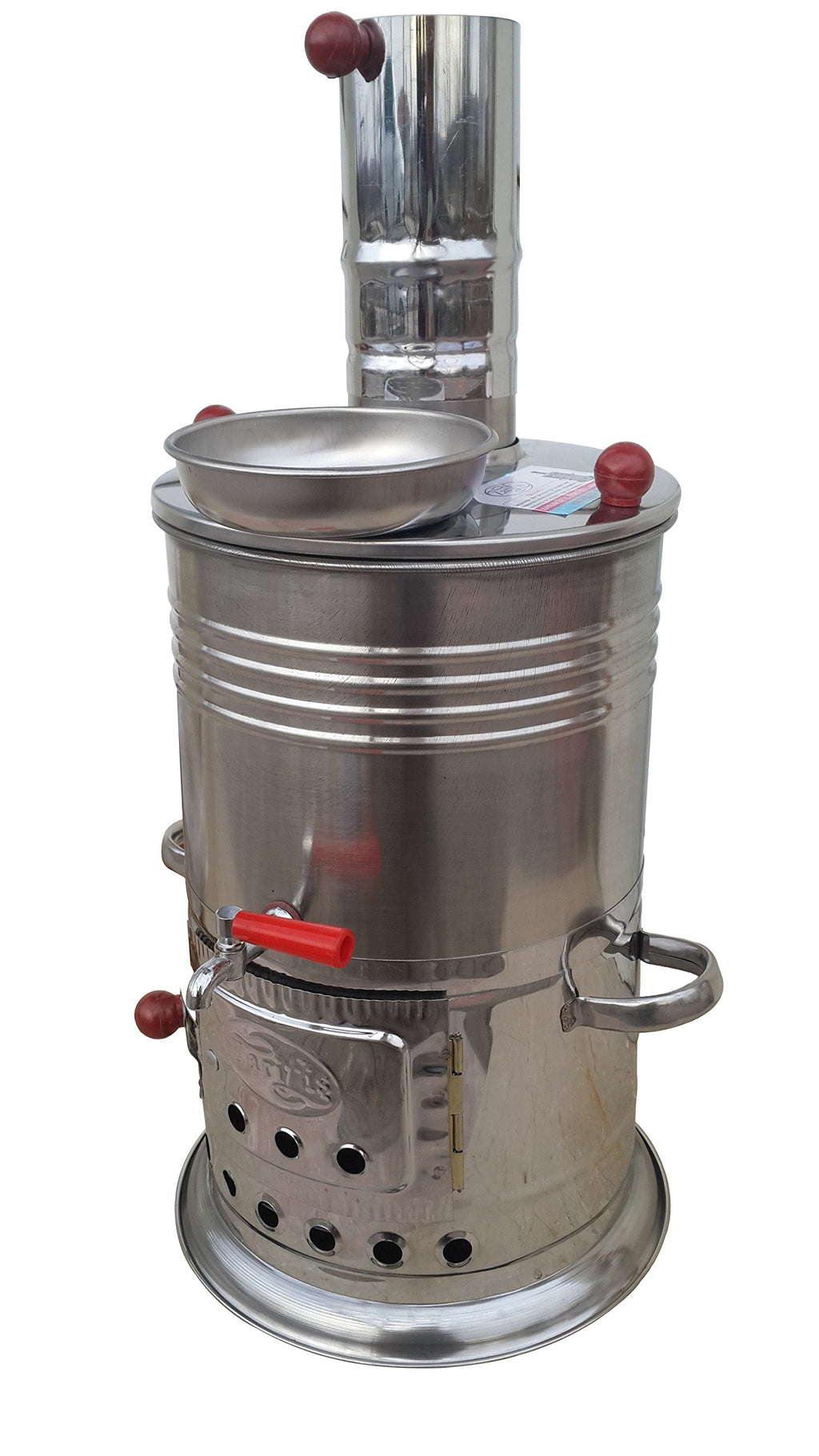 Semaver - Turkish Tea Maker Kettle With Single Taps -Silver Color-Chrome & Tea Makerfree Energy Water Heater Camping Hiking Hunt