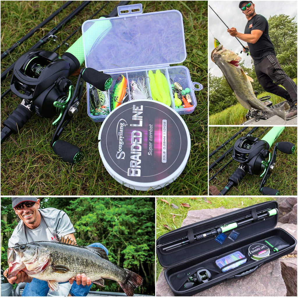 Sougayilang Ultralight Fishing Rod Reel Combos Portable Light Weight High Carbon 4 Pc Travel Fishing Pole Fishing Reel -2.1M/6.8