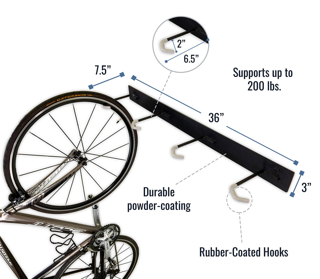 Storeyourboard Blat 8 Bike Wall Storage Rack, 2 Pack Bike Rack For Garage, Heavy Duty Powder Coated Industrial Steel, Wall Mount