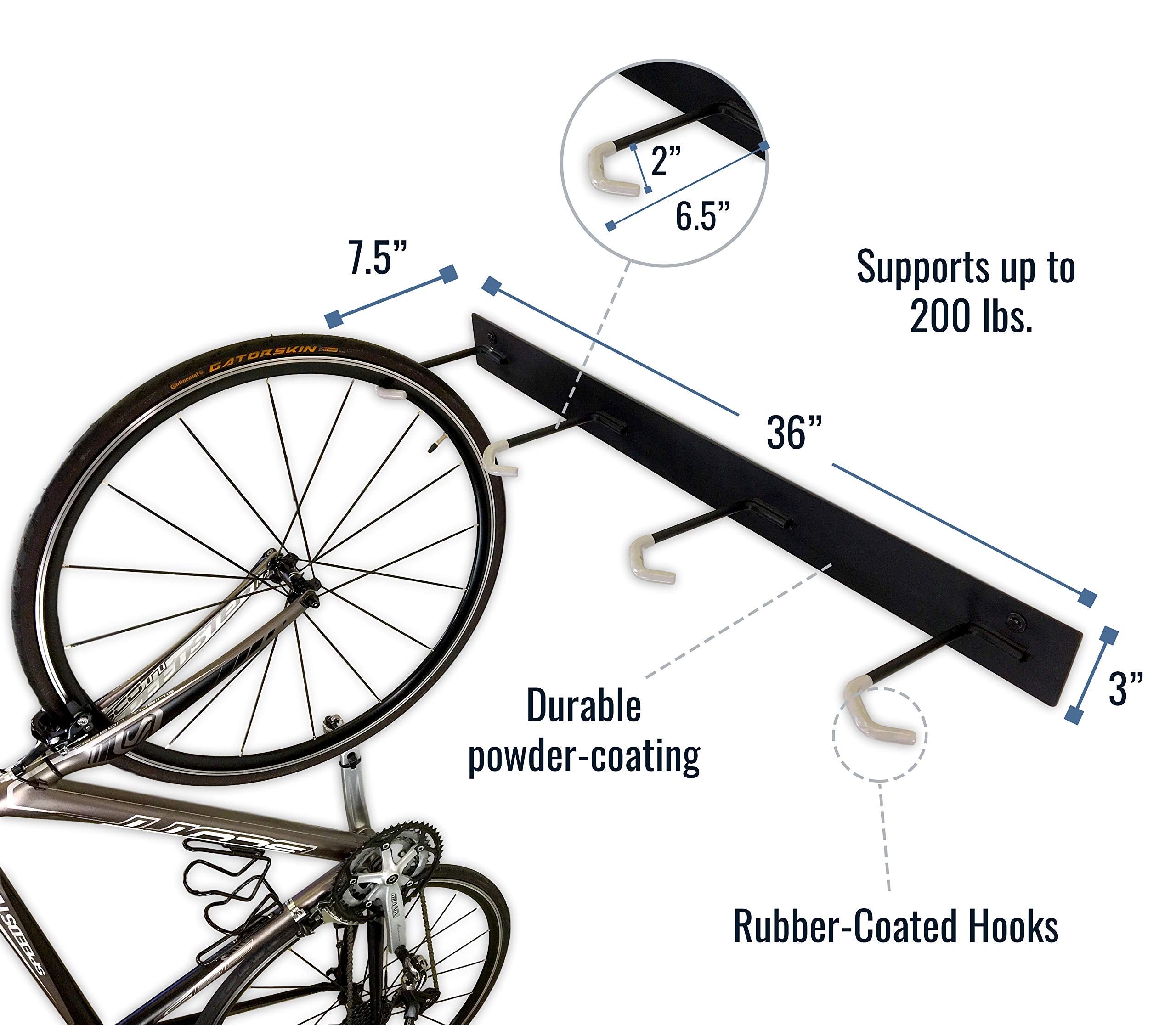 Storeyourboard Blat 8 Bike Wall Storage Rack, 2 Pack Bike Rack For Garage, Heavy Duty Powder Coated Industrial Steel, Wall Mount