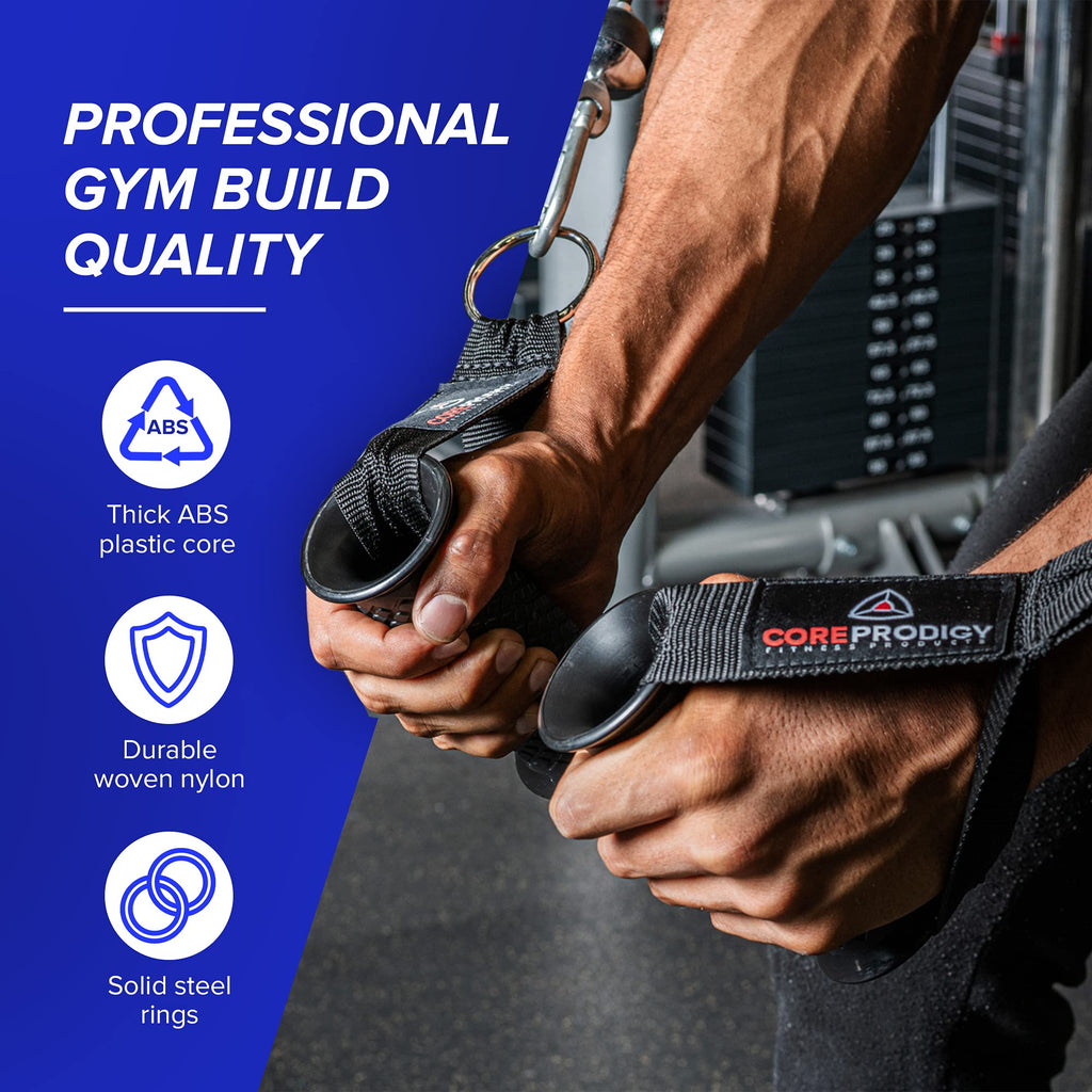 Core Prodigy Heavy Duty Exercise Handles - Grip Attachments For Cable Machine Pulleys, Gym Equipment, Resistance Bands, And Weig