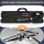 Pekrews Pool Cue Case, Pool Stick Case 2X2 Holds 2 Sticks With 2 Accessory Zipper Pockets, Sturdy Polyester Pool Cue Carry Bag W