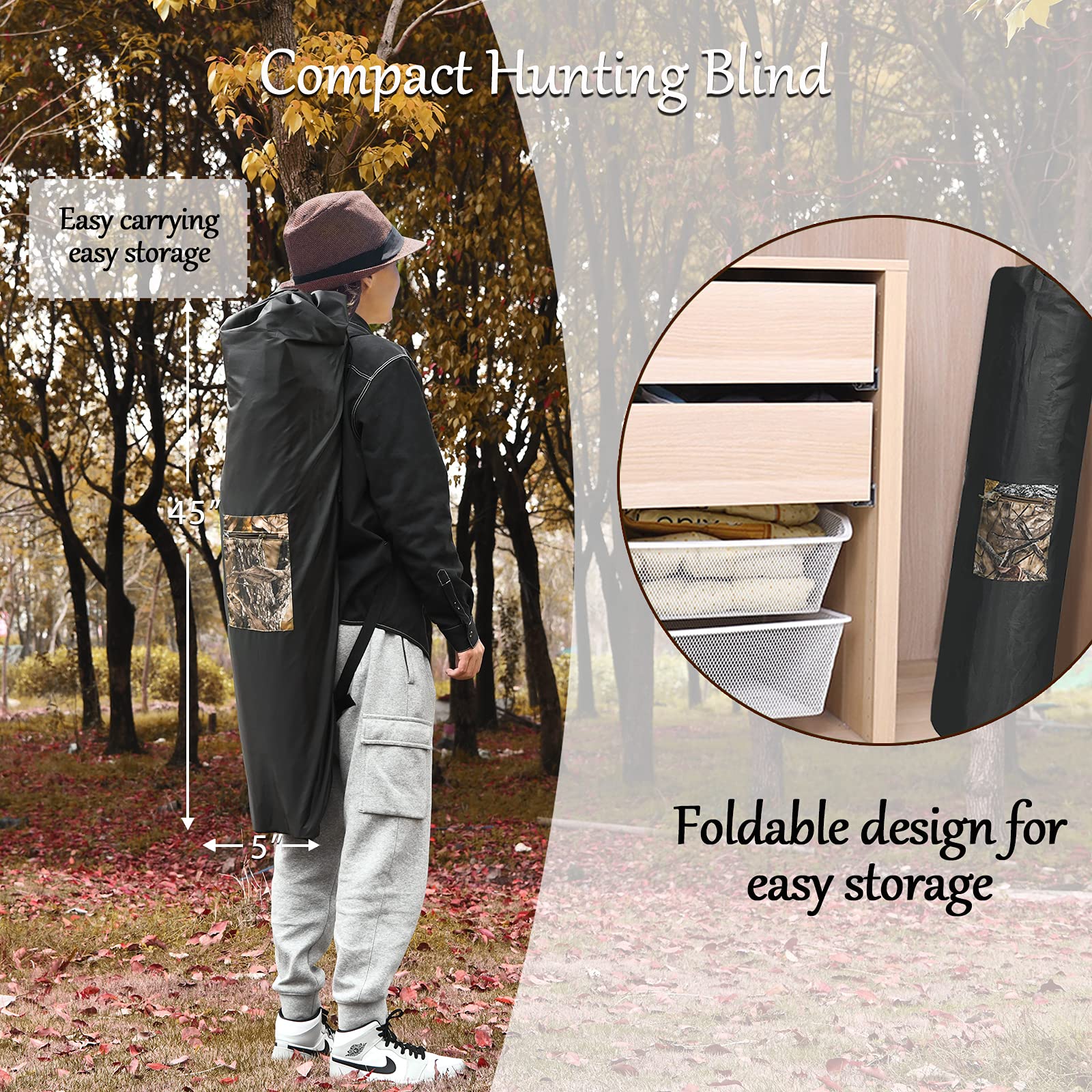 Tangkula 3 Person Pop Up Ground Blind, Portable Hunting Blind With Mesh Windows, Carrying Bag & Ground Stakes, Camouflage Huntin