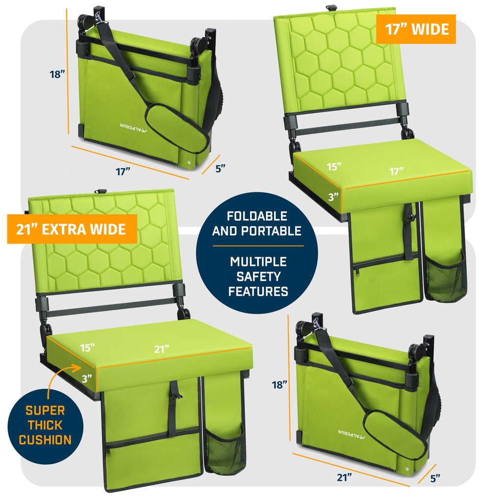 Folding Reclining Stadium Seats With Back Support For Bleachers, Bleacher Chairs With Back And Cushion Seating For Football, Cam