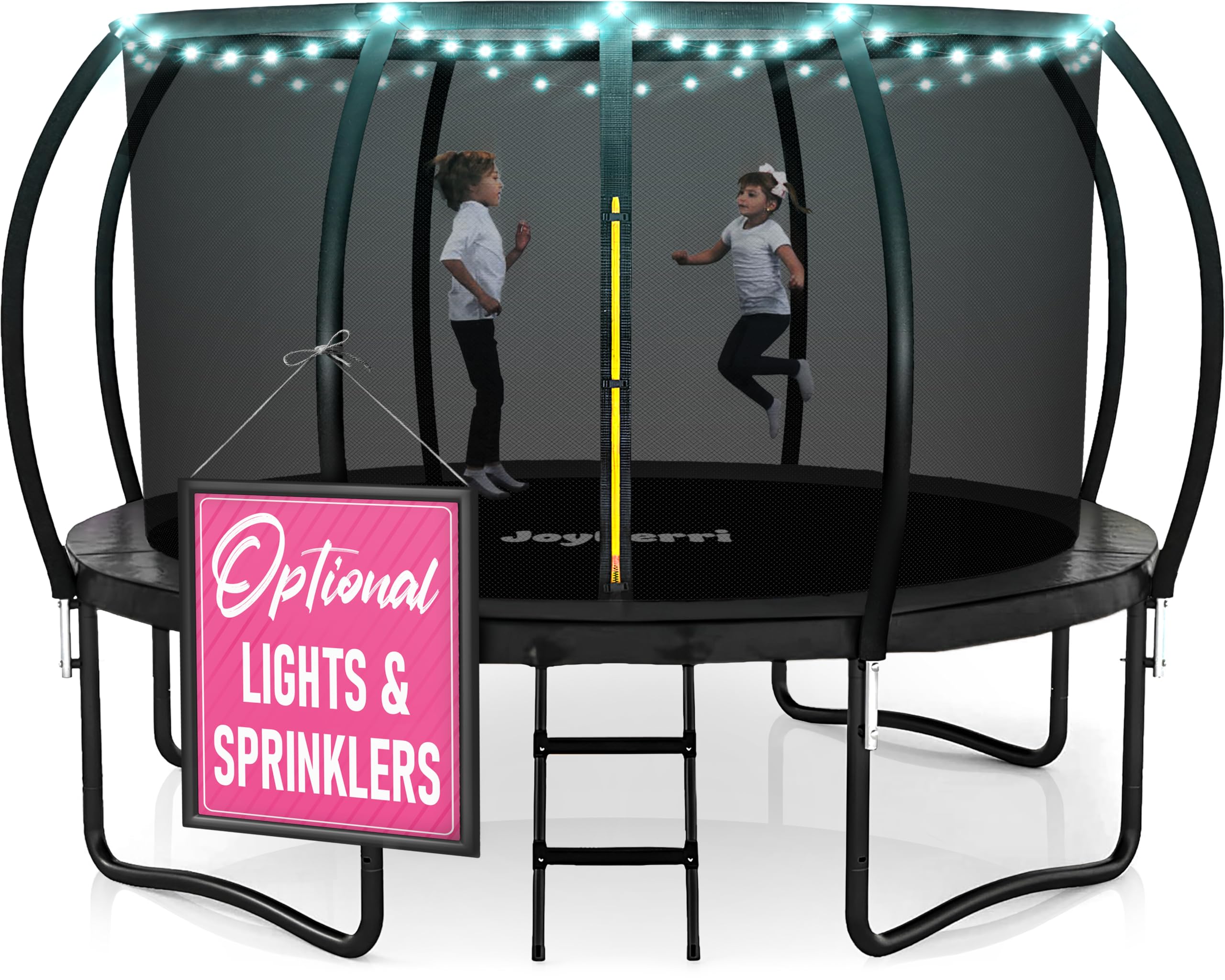 JoyBerri Trampoline for Kids and Adults 8Ft 10Ft 12Ft 14FT with Enclosure Net & Ladder, Recreational Outdoor Trampolines Anti-Ru