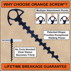 Orange Screw: The Ultimate Ground Anchor  Small 4 Pack Tent Stakes  Made In Usa (Black)