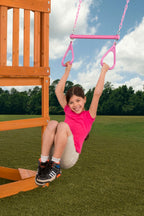 Ultimate Trapeze Bar With Rings | Pink | Compatible With Most Playsets | Easy To Install | 250Lb Capacity | Swing Hangers Not In