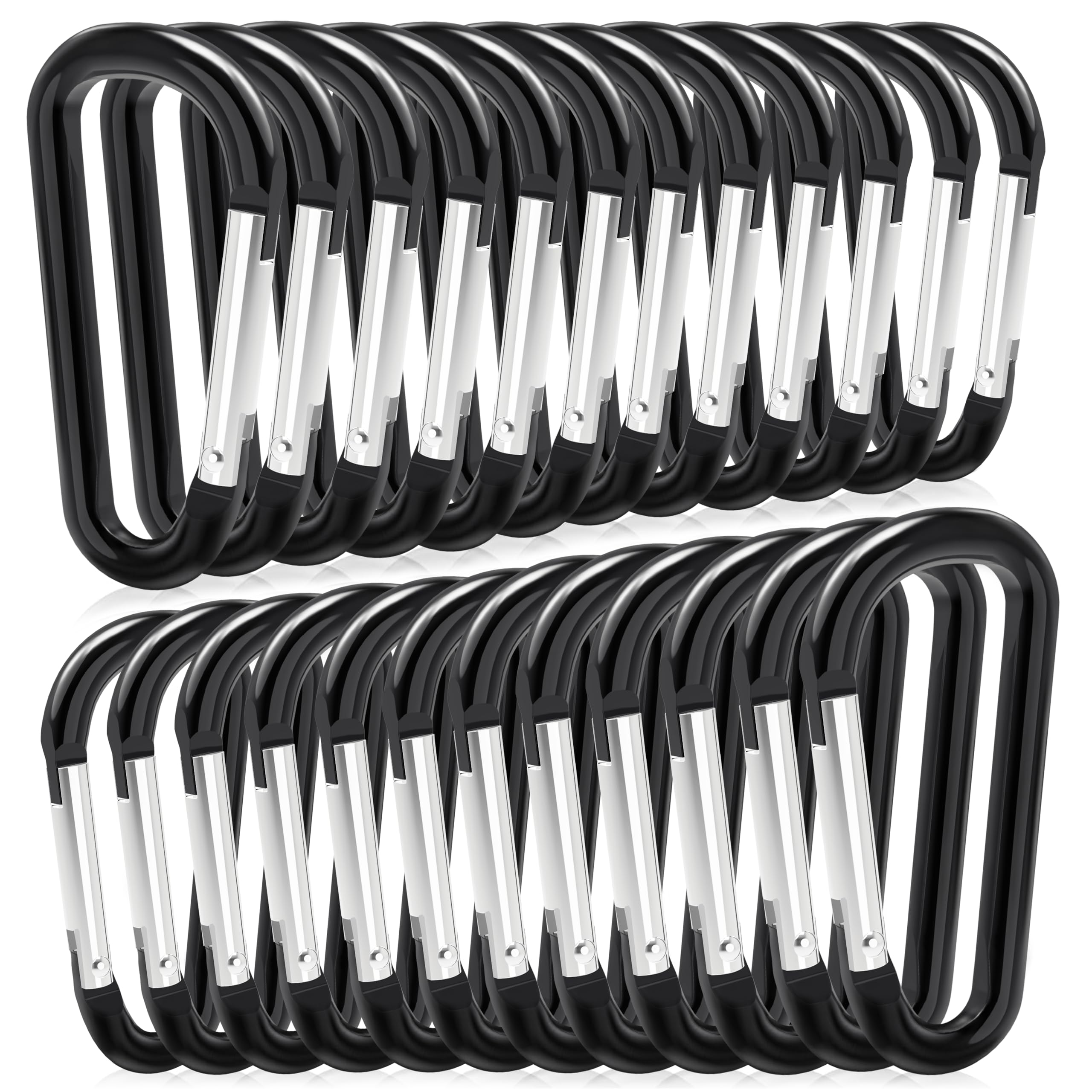 Zalava 24Pc Aluminum Carabiner Clip D Ring, Keychain Spring Hook,Small Carabiners Set For Outdoor Camping Fishing Hiking Car