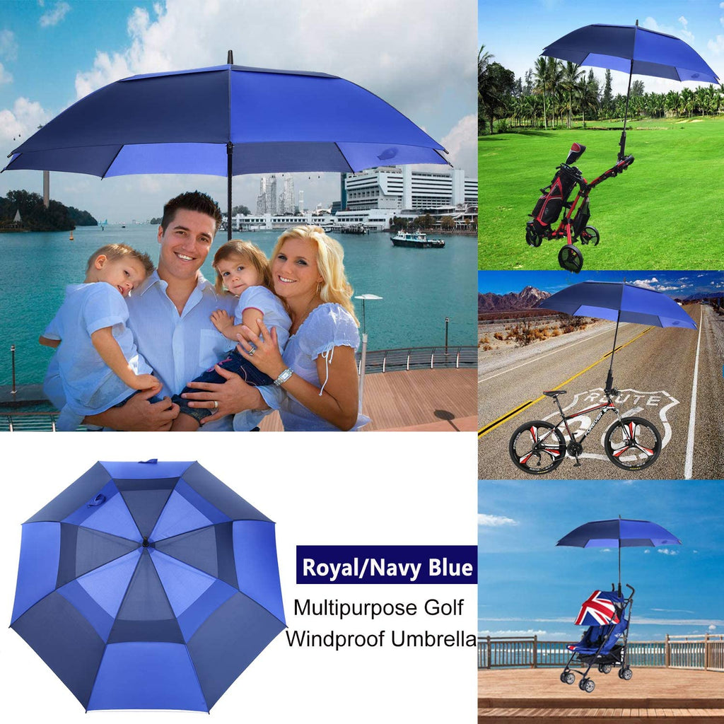 Mrtlloa 72 Inch Automatic Open Navy Blue/Sapphire Golf Umbrella, Extra Large Oversize Double Canopy Vented Windproof Waterproof