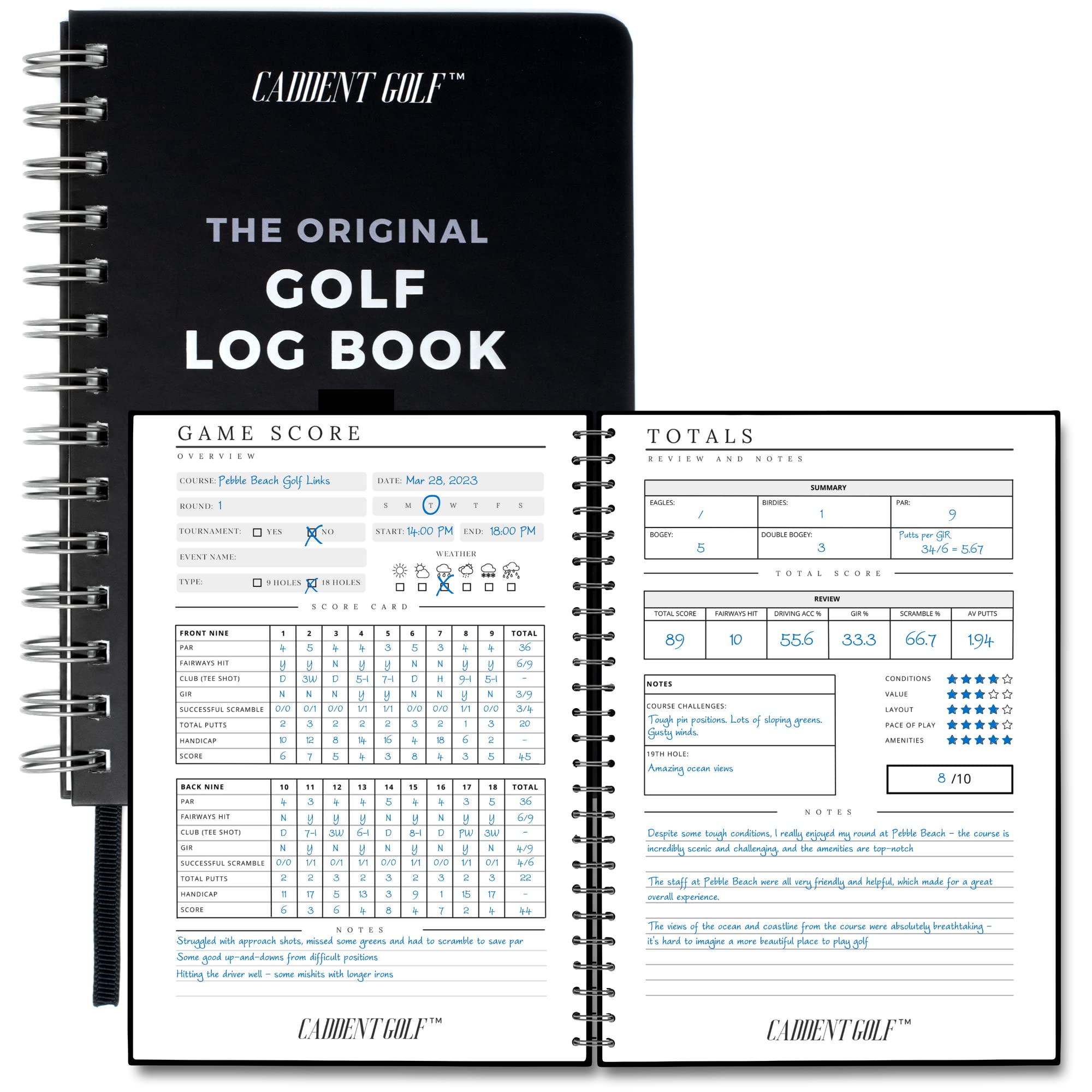 Golf Log Book: Hardcover Edition - Wire-Bound Golf Notebook For Practice Stats And Round Logging - Golf Scorecard Book With Golf