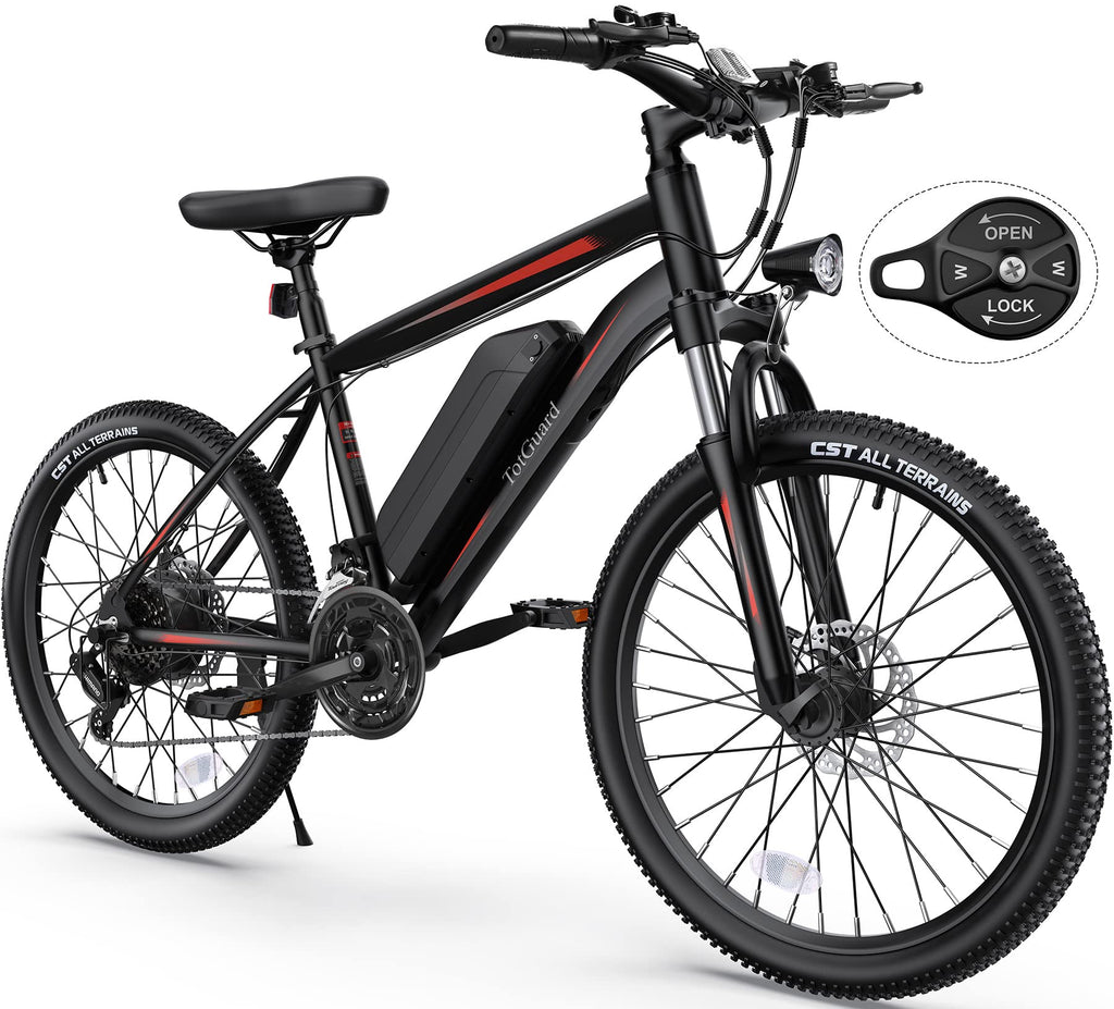 Totguard Electric Bike, Bike For Adults 26'' Ebike With 350W Motor, 19.8Mph Mountain Lockable Suspension Fork, Removable 36V/10.