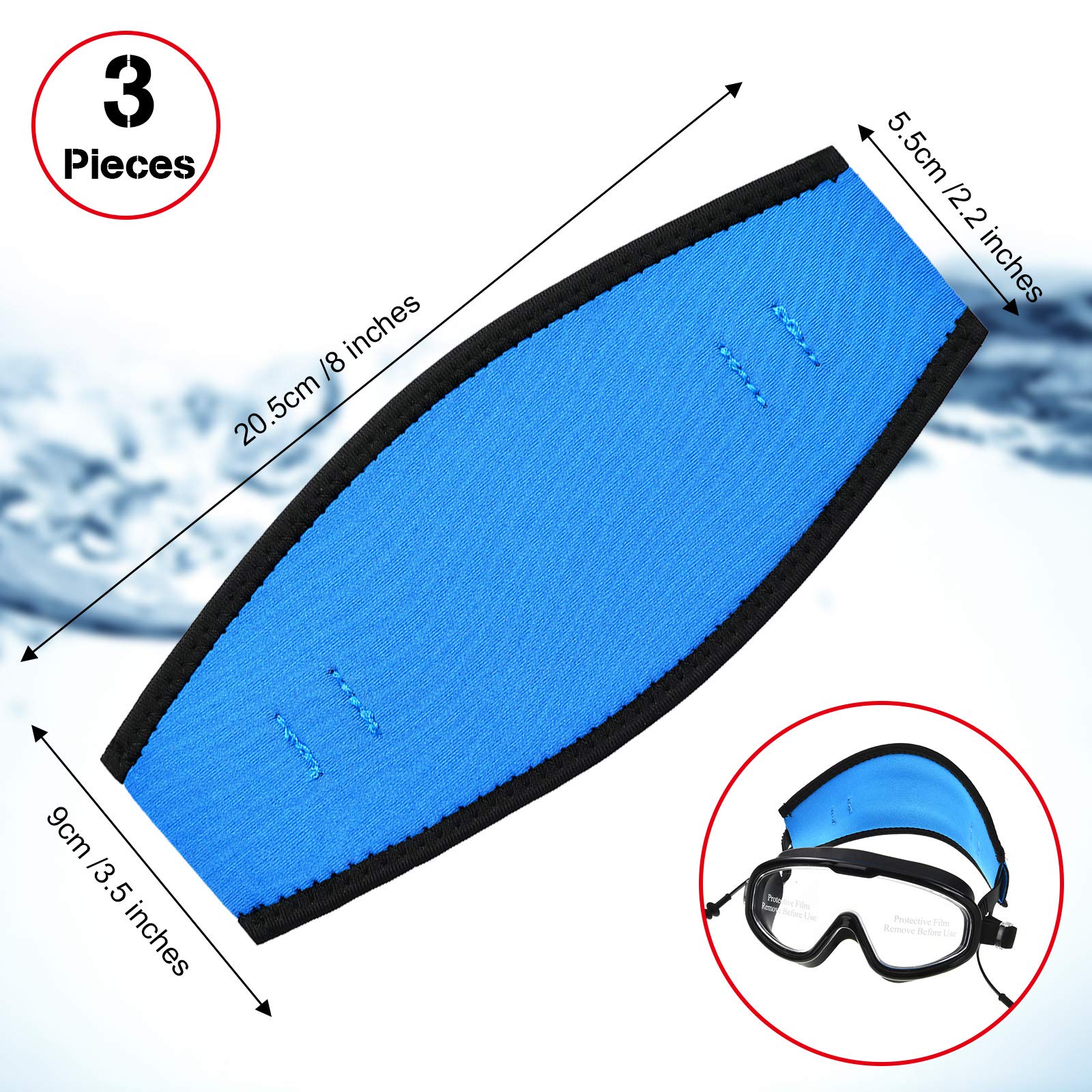 Skylety 3 Pieces Neoprene Mask Strap Cover Neoprene Diving Mask Straps Hair Protector Wrap For Dive And Snorkel Masks Water Spor