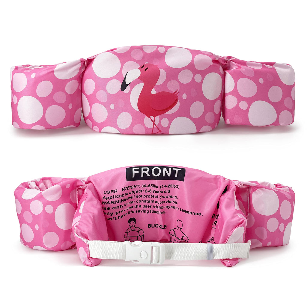 Silfrae Swim Vest Swim Floatation Vest Learn-To-Swim Device For Kids 30-50 Lbs (Pink Flamingo)