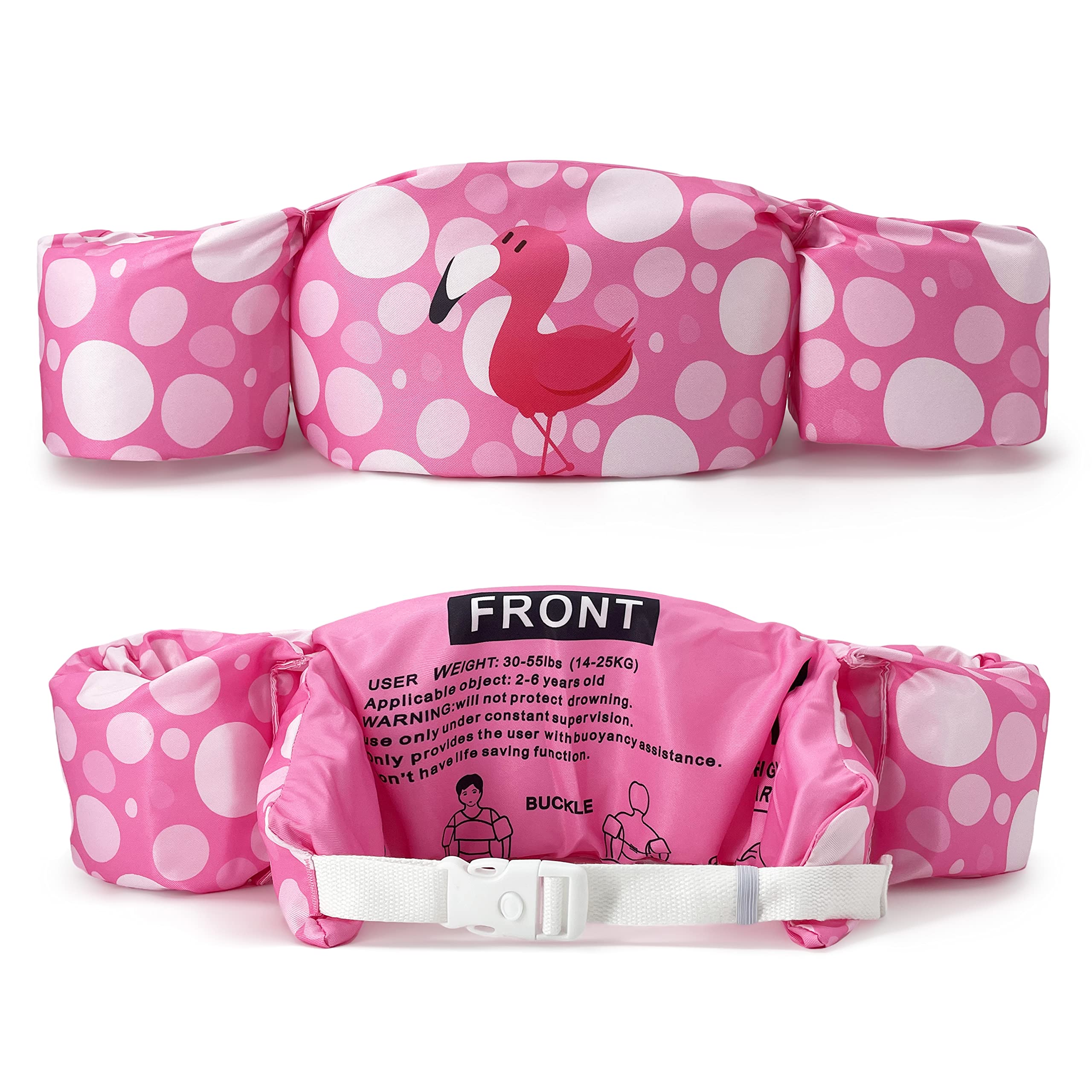 Silfrae Swim Vest Swim Floatation Vest Learn-To-Swim Device For Kids 30-50 Lbs (Pink Flamingo)