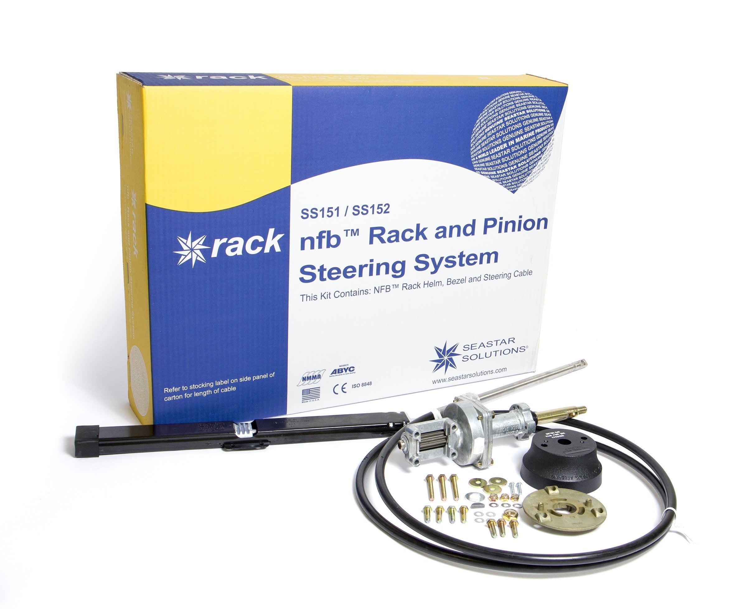 Dometic SeaStar NFB (No Feedback) Pro Rack Steering Kit with Dual Cables, SS15214, 14ft.