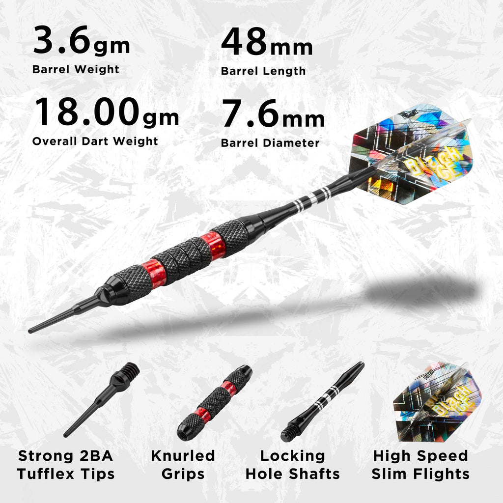 Viper Black Ice Soft Tip Darts With Red Rings, 18 Grams