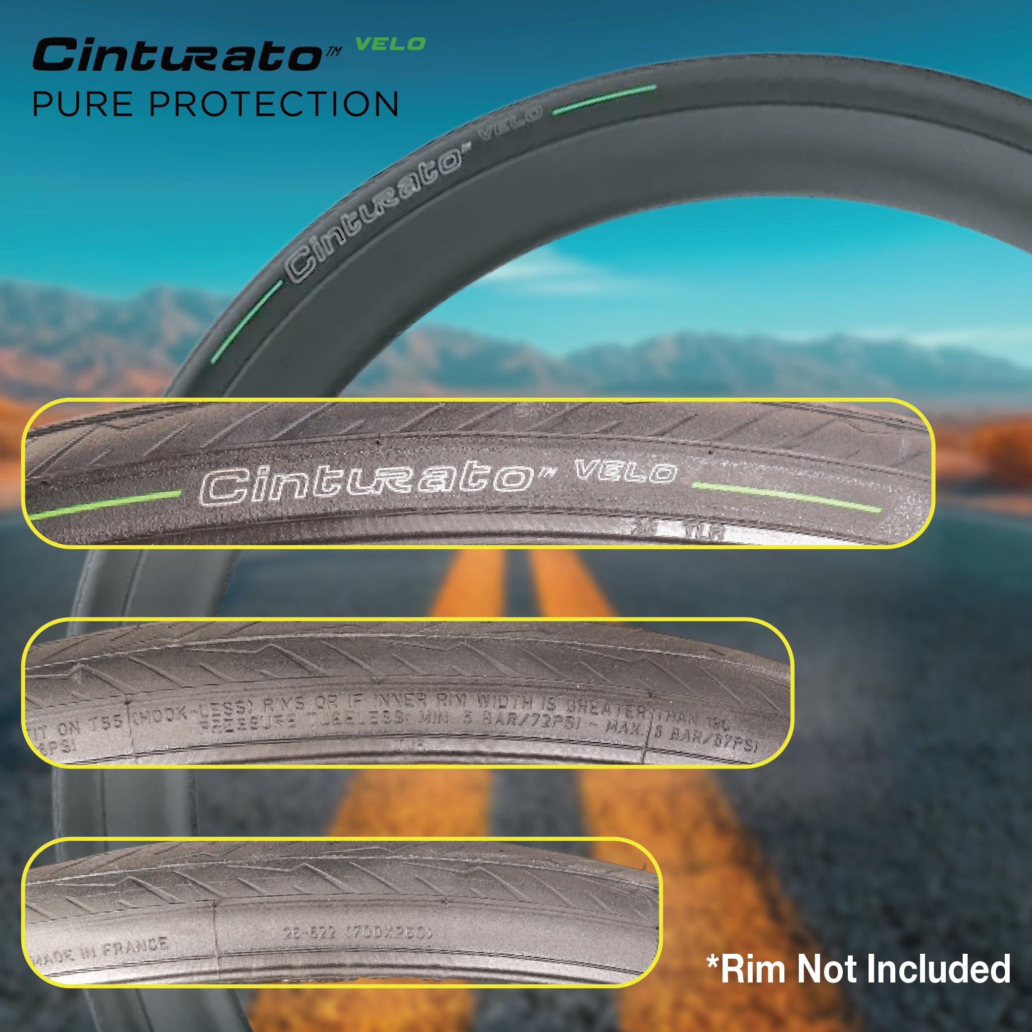 Pirelli Cinturato Velo Road Bike Tire, Long Rides, Tubeless Ready Clincher Tlr, Grip & Durability, Innovative Kevlar Protect, (1