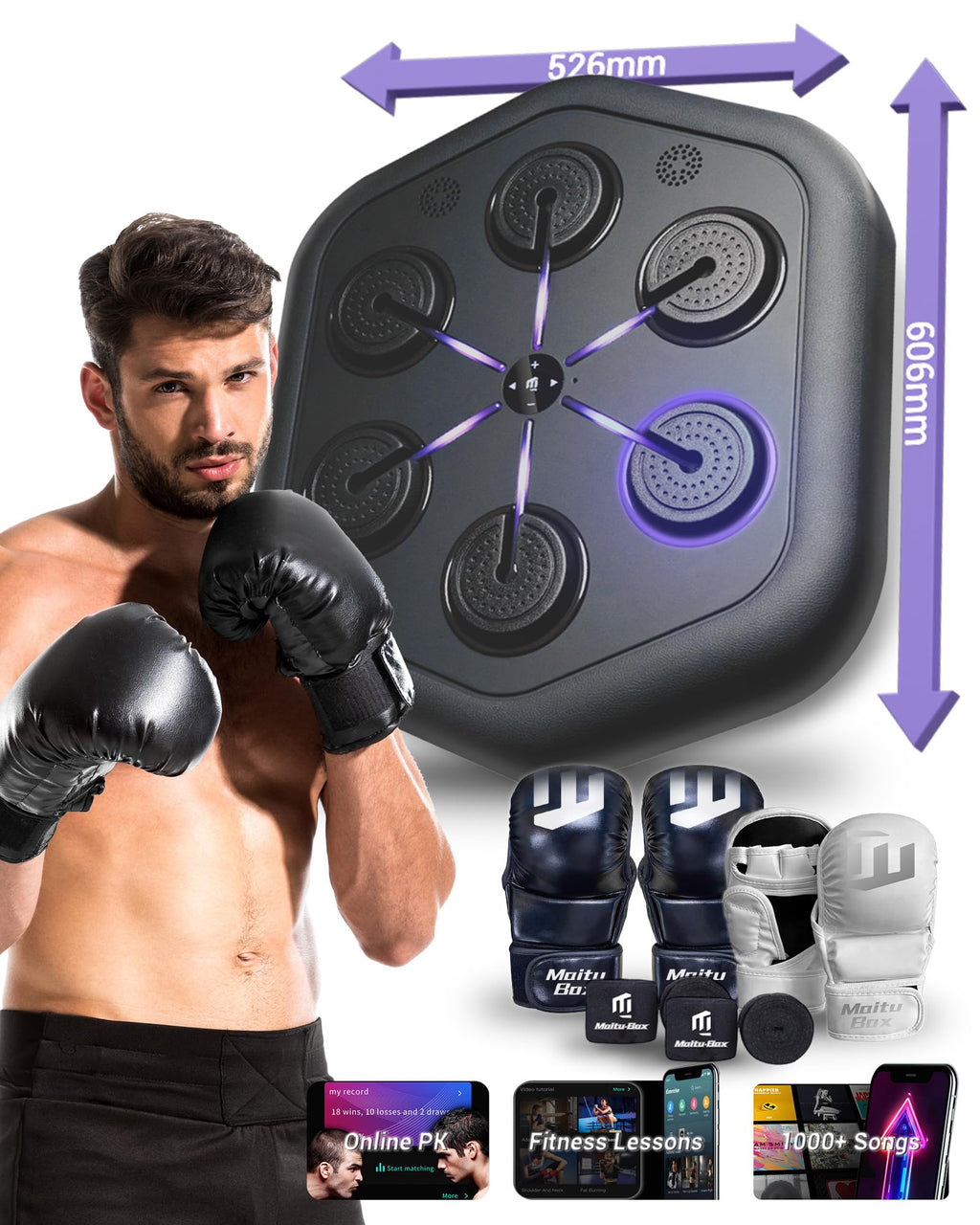 2025 Upgraded Smart Music Boxing Machine, Professional Online Boxing Lessons for Sculpting Fat Burning - 24H Standby, 160 Synced
