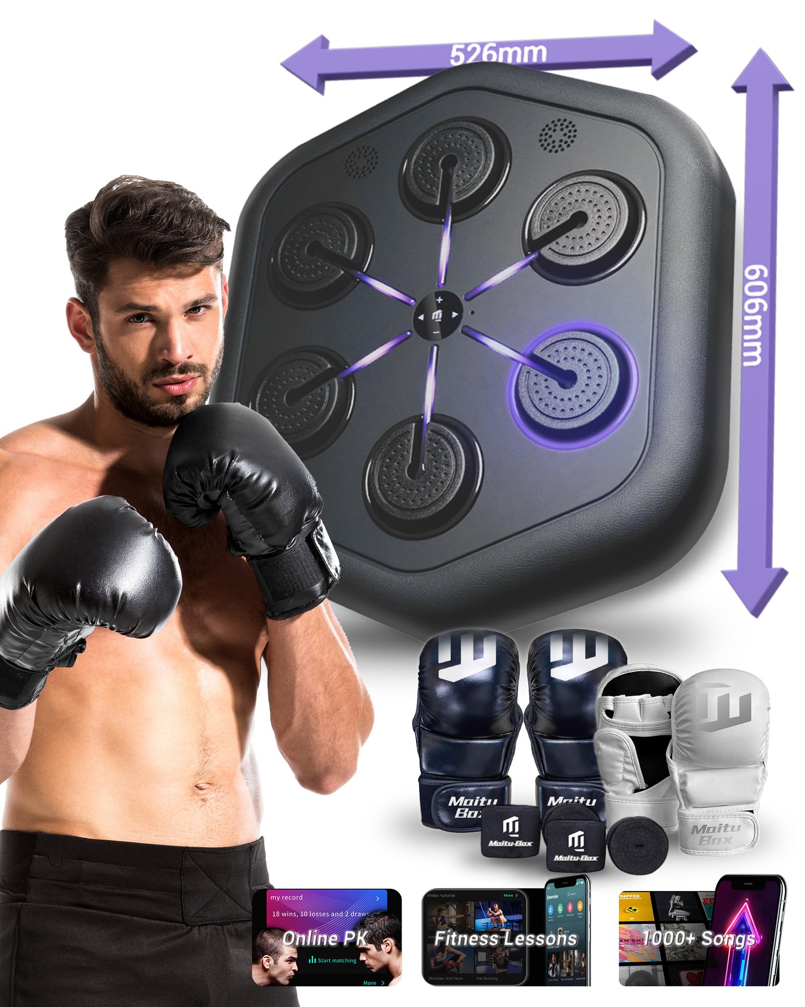 2025 Upgraded Smart Music Boxing Machine, Professional Online Boxing Lessons for Sculpting Fat Burning - 24H Standby, 160 Synced