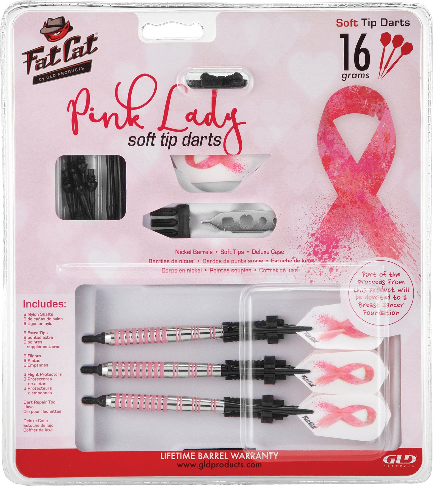 Fat Cat Pink Lady Soft Tip Darts With Storage/Travel Case, 16 Grams