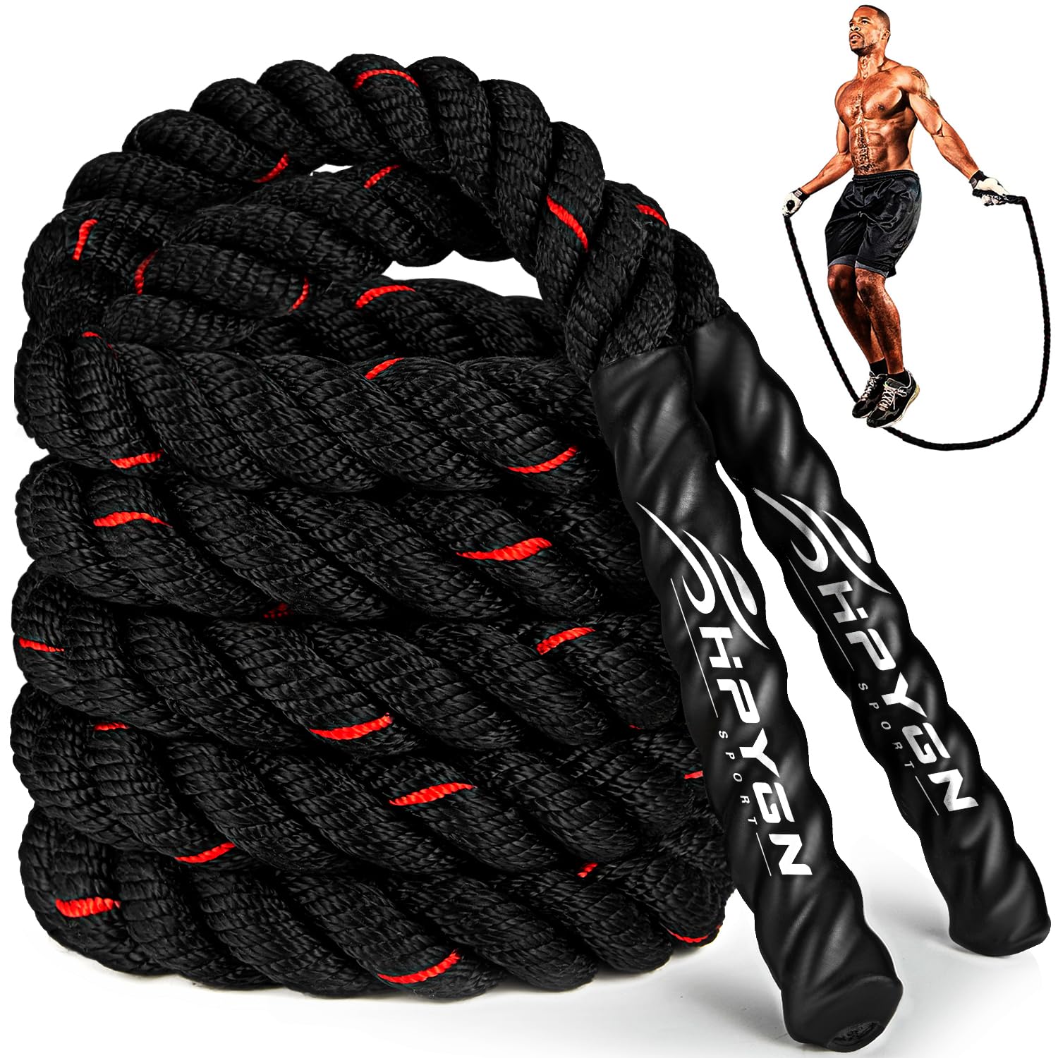 Hpygn Weighted Heavy Skipping/Jump Rope 9.2Ft 2.8Lb For Fitness, Exercise, Boxing Gym Training, Home Workout, Improve Strength A