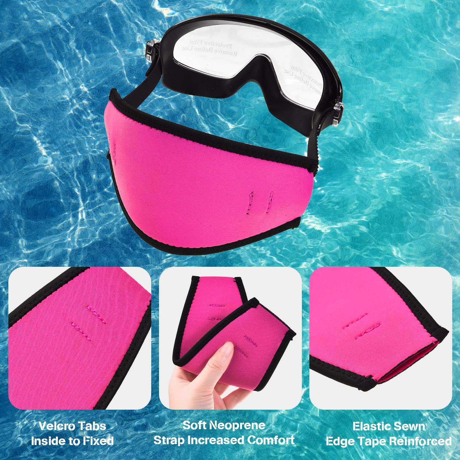 Skylety 3 Pieces Neoprene Mask Strap Cover Neoprene Diving Mask Straps Hair Protector Wrap For Dive And Snorkel Masks Water Spor