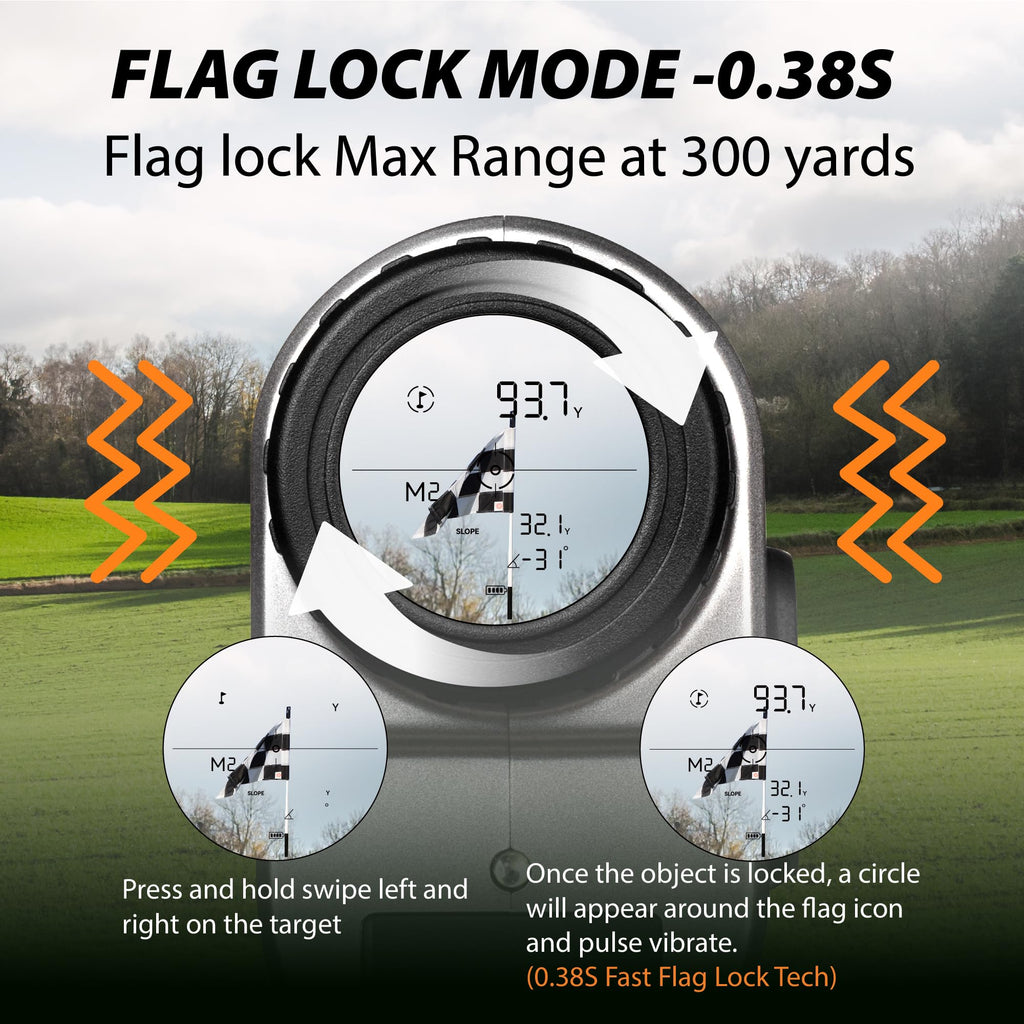 Gogogo Sport Vpro Vrp Golf Rangefinder With Slope Switch, 1500/2500 Yd, 7X Magnification, Magnet Stripe, 0.3Yd Accuracy, Recharg