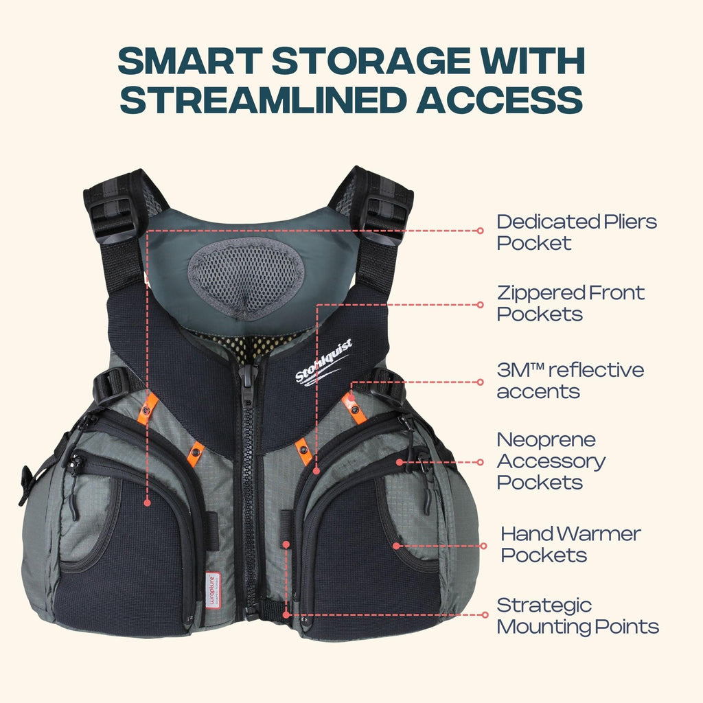 Stohlquist Keeper Fishing Lifejacket (Pfd)-Gray-Xl