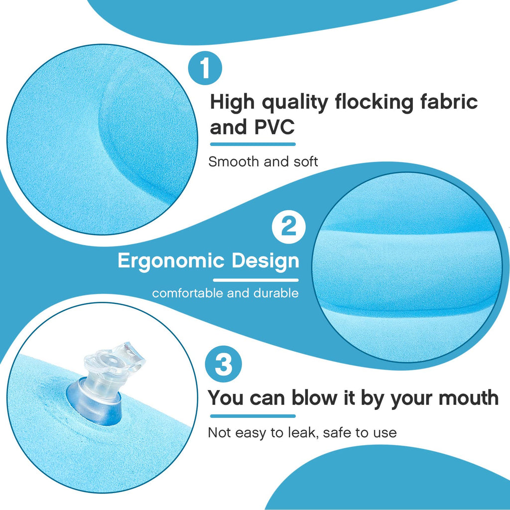 Maitys 5 Pieces Inflatable Travel Pillow Portable Compact Air Pillow Flocked Fabric Backpacking Pillow For Camping Hiking Home O