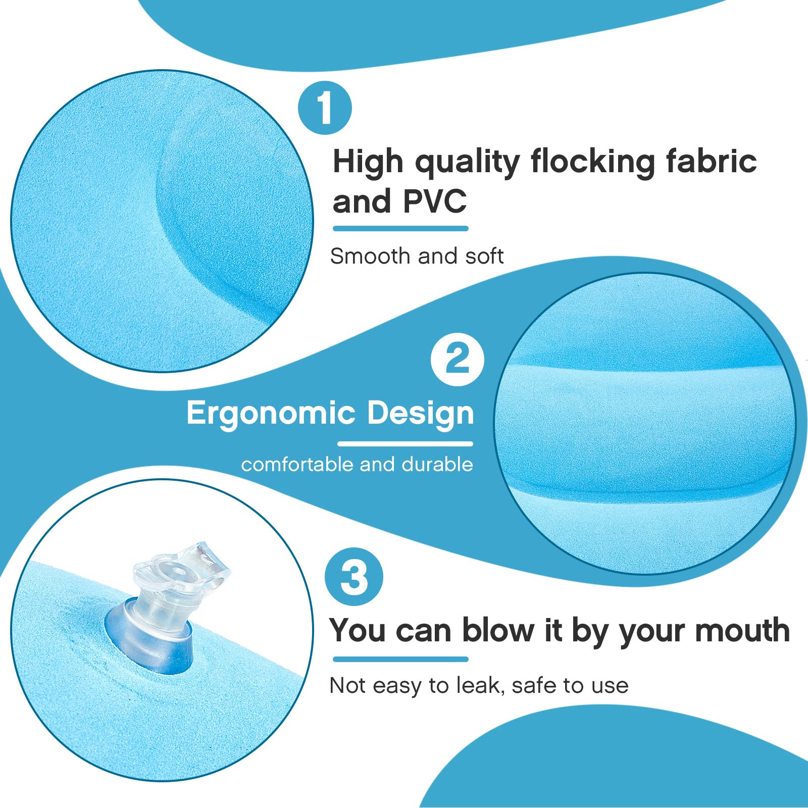 Maitys 5 Pieces Inflatable Travel Pillow Portable Compact Air Pillow Flocked Fabric Backpacking Pillow For Camping Hiking Home O