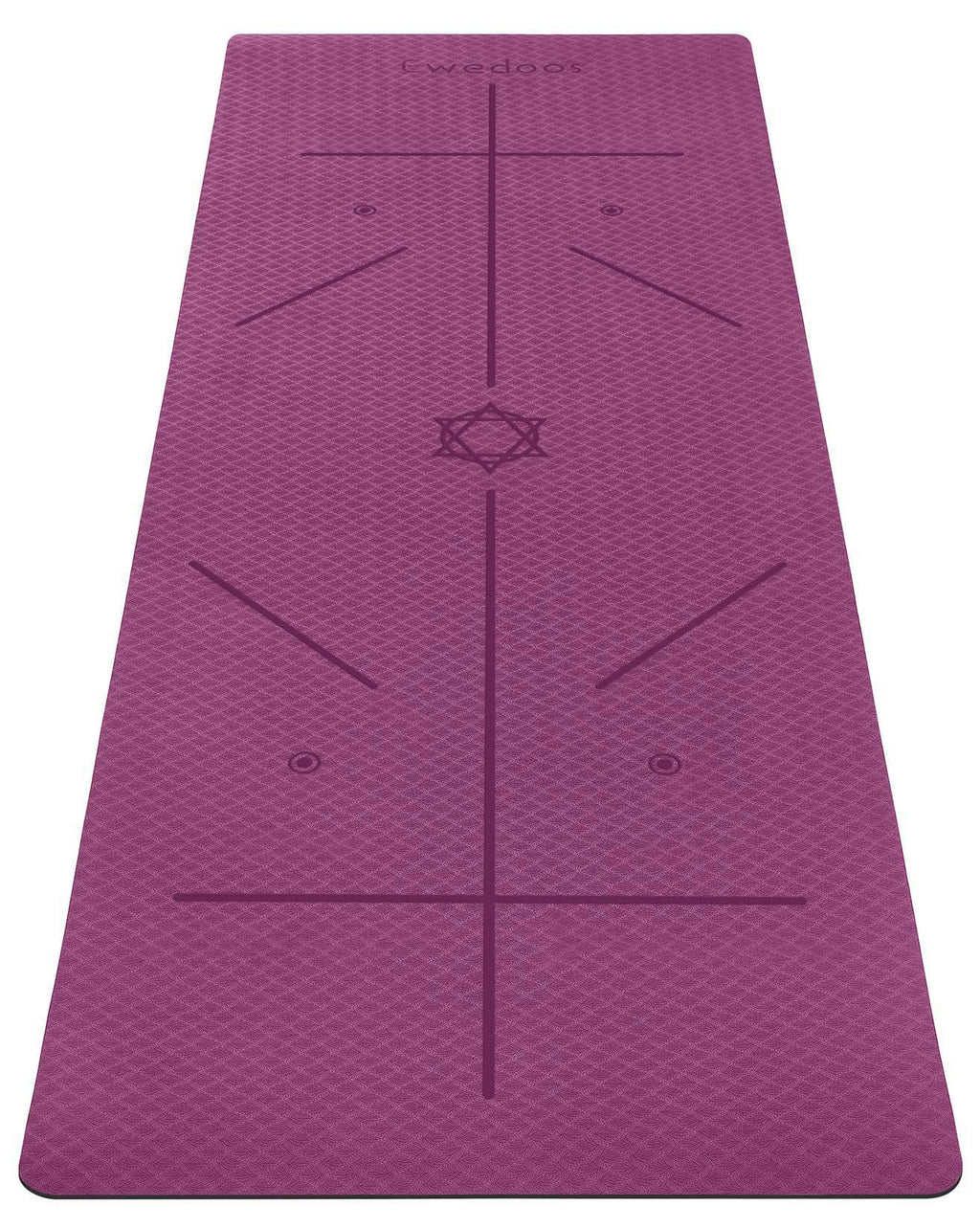 Ewedoos Yoga Mat With Alignment Marks, Yoga Mat Thick 1/4'' Textured Surfaces Exercise Mats For Home Workout Eco Friendly Tpe Fi