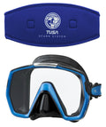 Tusa M1001Qb Freedom Hd Silicone Diving Mask - Fish Tail Blue W/Tusa Mask Strap Cover