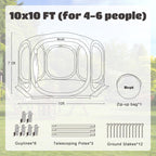 Werph Screen Tent Pop-Up, Portable Tent Canopy with Mesh Mosquito Net, Screen House Room Canopy Shade 10x10 FT with Carry Bag fo