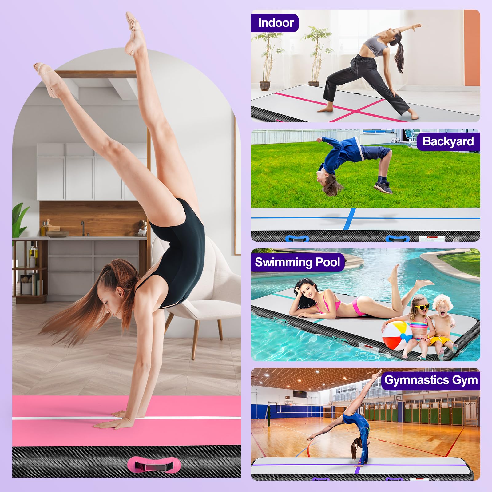 Inflatable Gymnastics Air Mat Track Air Gymnastics Track Mat Yoga Floor Cheerleading Landing Taekwondo Training Kungfu Exercise