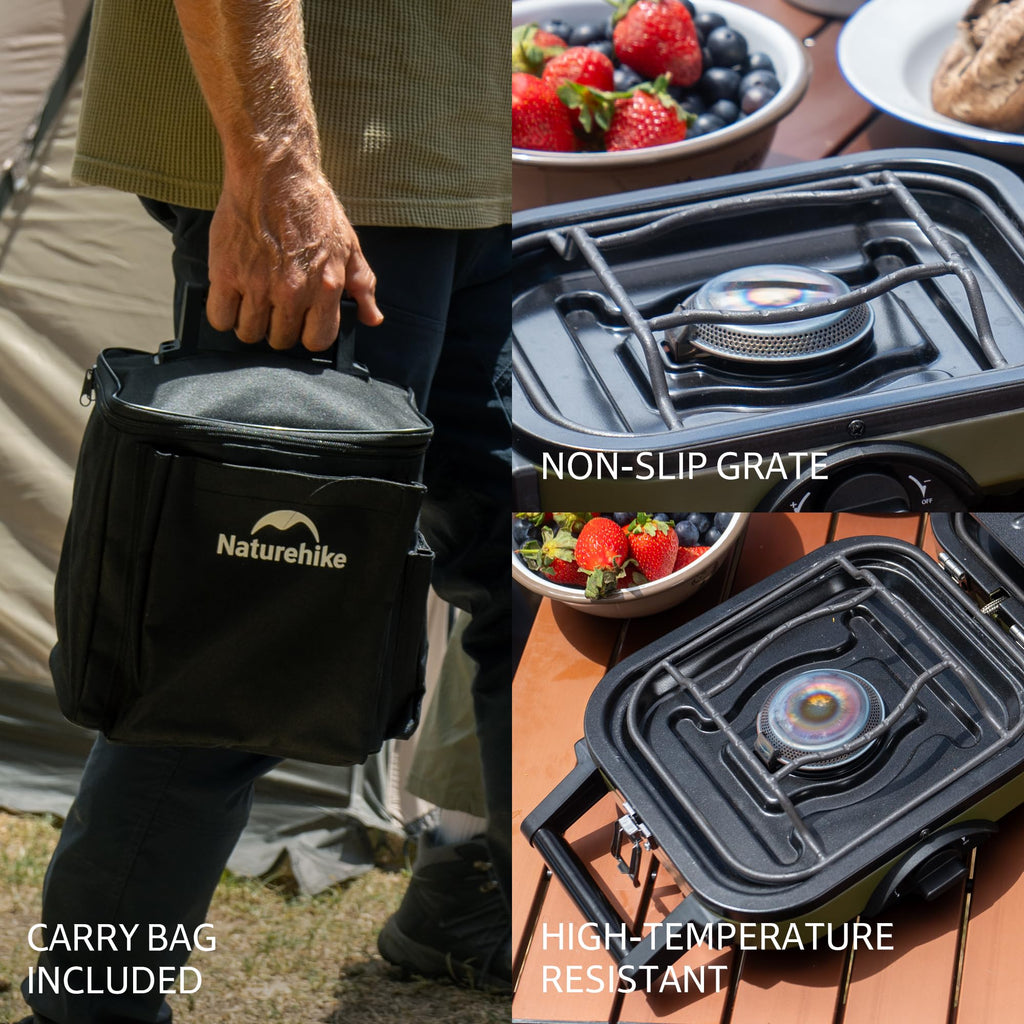 Naturehike 2 Burner Folding Camping Stove, Portable Propane Gas Stove With Carry Bag, 16000 Btu High-Performance Camp Stove With