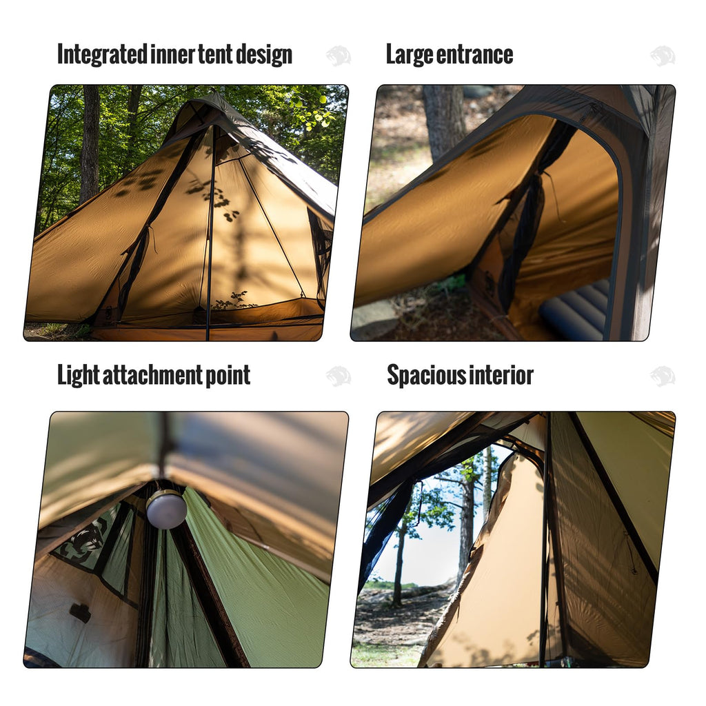 Onetigris Tetra Ultralight Tent 1-2 Person Waterproof, 3 Season, Ideal For Backpacking Camping Hiking Trekking Motorcycling Bush