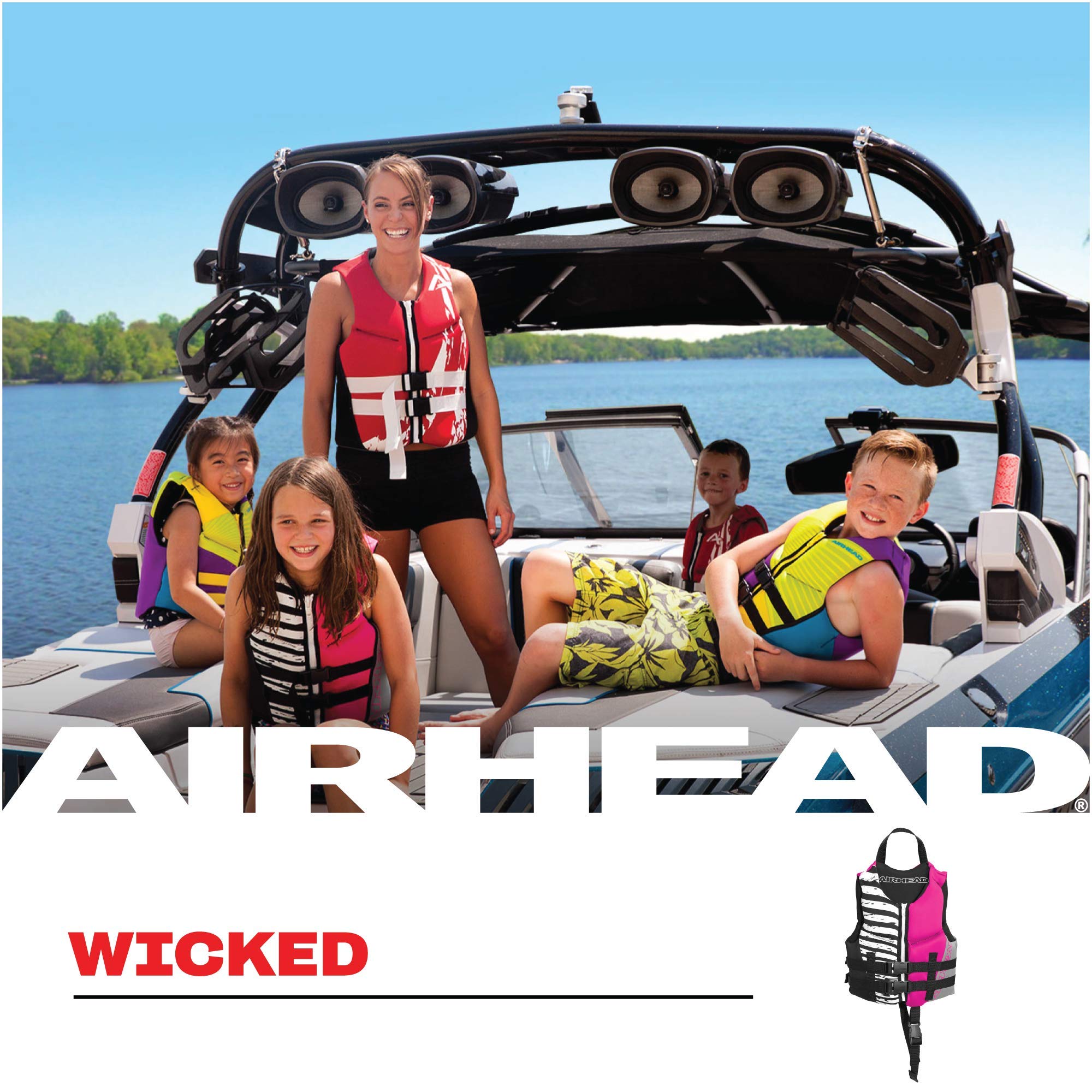 Airhead Child Type Iii Life Jacket | Us Coast Guard Approved | Closed Sided, Quick-Dry | Secure Buckles & Zipper | Wicked Kwik-D