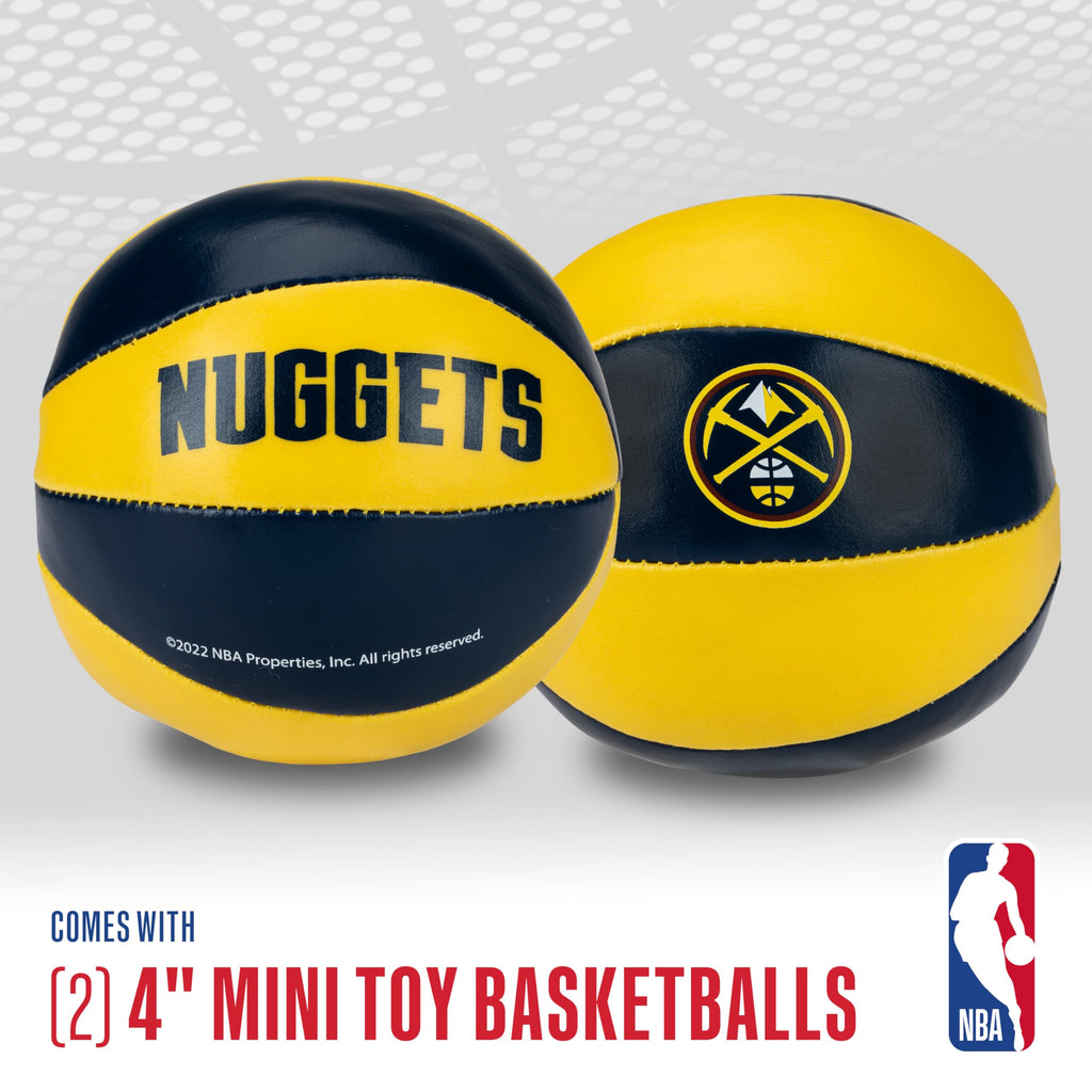 Franklin Sports Nba Denver Nuggets Toy Basketballs - 2 Pack Of Kids Soft Mini Basketballs For Over The Door + Indoor Hoops - Nba