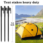 Csdtylh 12 Pack Tent Stakes Heavy Duty, Metal Tent Stakes Lightweight, Black Camping Stakes, Steel Tent Spikes, Canopy Stakes, T
