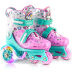 SULIFEEL Adjustable Toddler Roller Skates for Girls Boys Kids,Fun Illuminating Light Up Flash Wheels Three-Point Type Balance Su