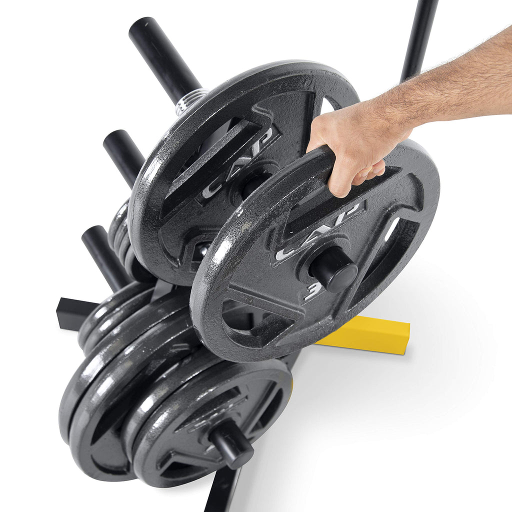 Cap Barbell Olympic Plate Tree Storage Rack For Weights And Bar, Yellow