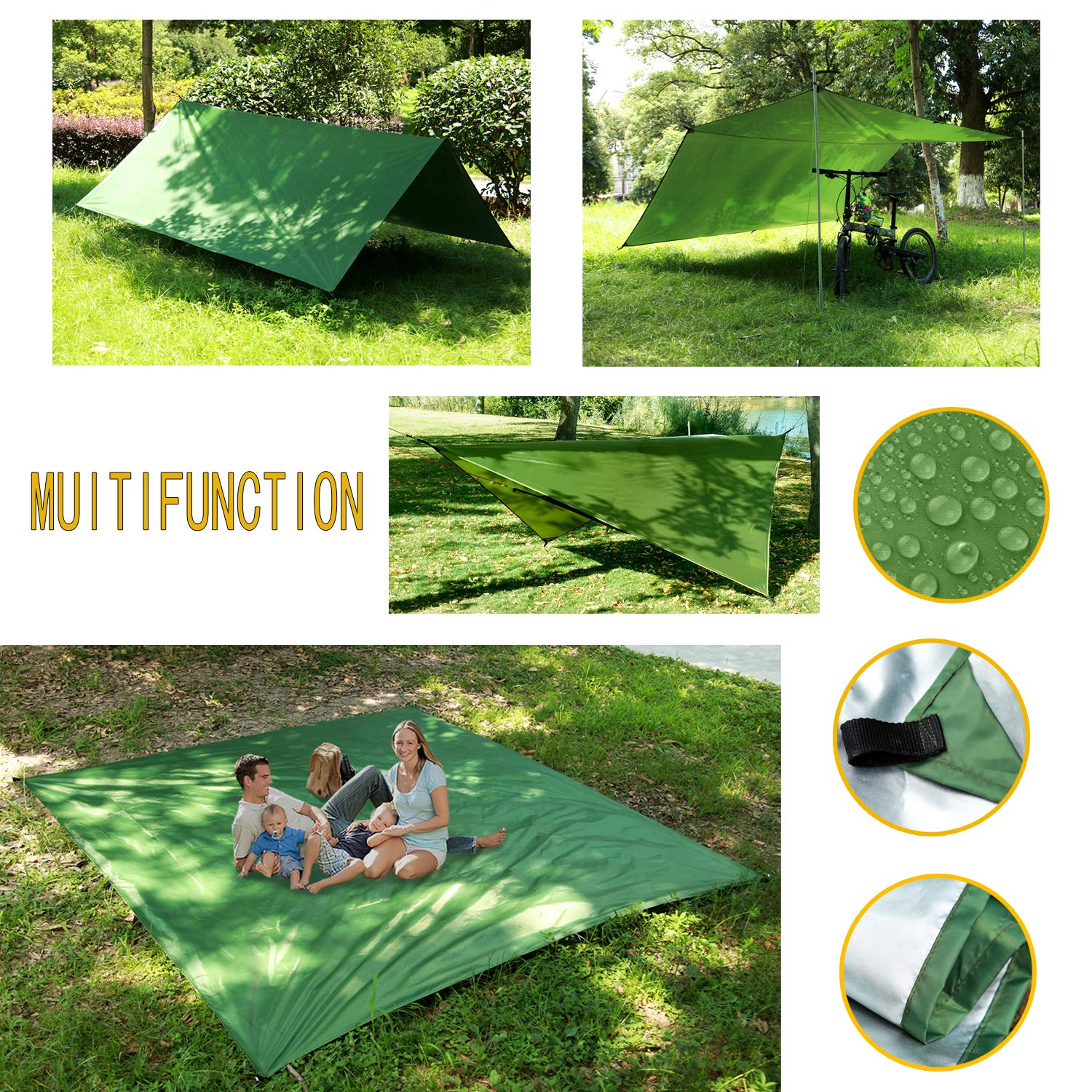 Oversized Rain Tarpaulin,Camping Hammock With Mosquito Net Rain Fly Heavy Duty Tree Strap,Single Double Hammock Tent Waterproof