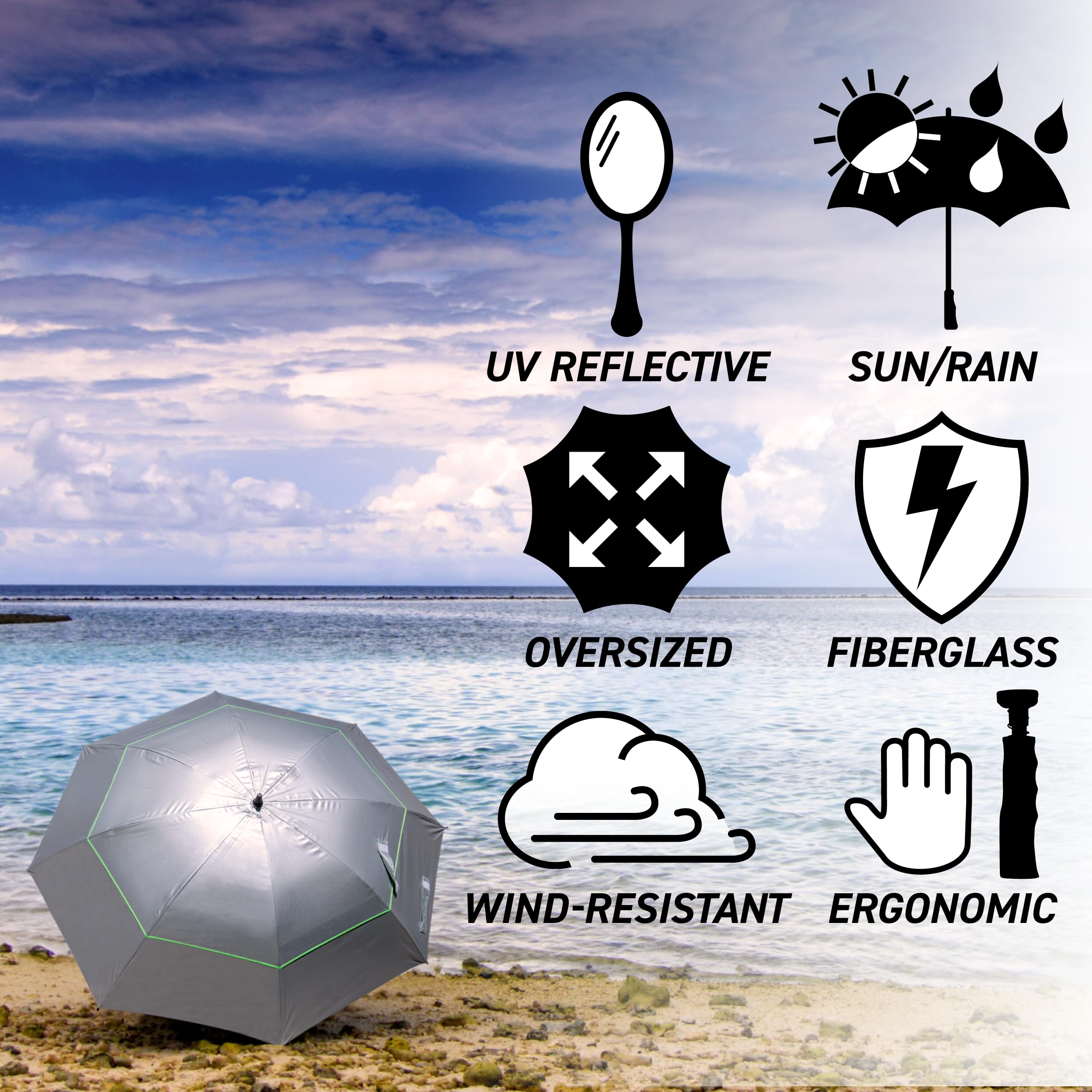 Suntek 68    Golf Umbrella, Windproof & Waterproof Umbrellas With Vented Double Oversize Golf Canopy, Reflective Uv Protection,