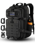 Hannibal Tactical 30L Molle Assault Pack, Tactical Backpack Military Army Camping Rucksack With Bottle Holder, 3-Day Pack, Black