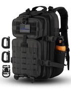 Hannibal Tactical 30L Molle Assault Pack, Tactical Backpack Military Army Camping Rucksack With Bottle Holder, 3-Day Pack, Black